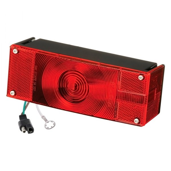 Wesbar® - Passenger Side Waterproof 8" 7-Function Square Surface Mount Tail Light with Molded 2-Way Plug and Ring Terminal Ground