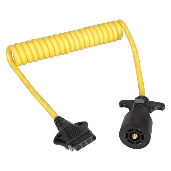 Wesbar® - 4' 7-Way Pin to 5-Flat Coiled Adapter