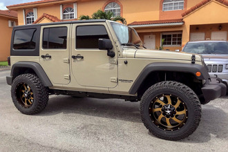 DUSTY Matte Black with Bronze Face and Rivets on Jeep Wrangler
