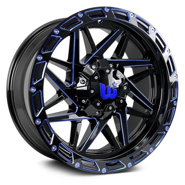 WESTERN® - BOULDER Gloss Black with Blue Milled Spokes and Rivets