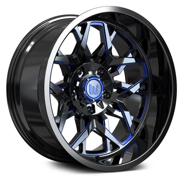 WESTERN® EDGE Wheels Gloss Black with Blue Milled Accents Rims