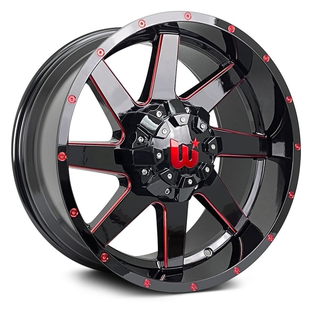 Western Wheels® Hunter Wheels - Gloss Black With Red Milled Spokes And 