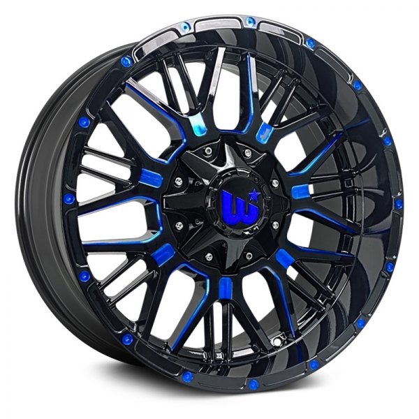 WESTERN® - PAXTON Gloss Black with Blue Milled Spokes and Rivets