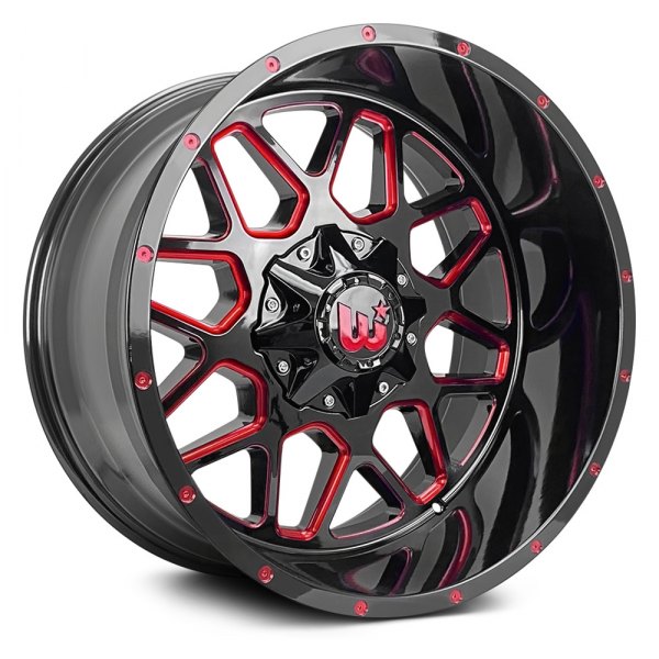 WESTERN® - CORRAL Gloss Black with Red Milled Spokes and Rivets