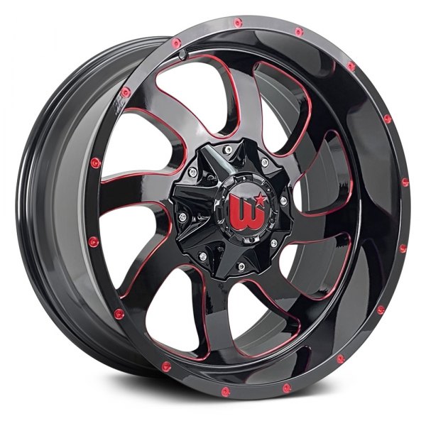 WESTERN® - DUSTY Gloss Black with Red Milled Spokes and Rivets