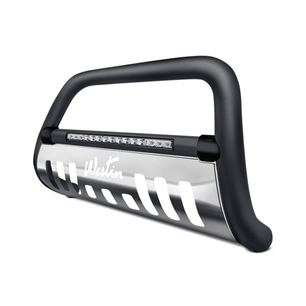 Westin® - 3" Ultimate Black LED Bull Bar with Brushed Skid Plate