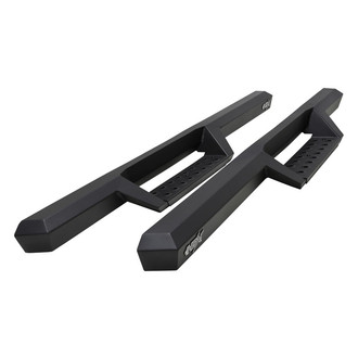 Westin® - 4" HDX Cab Length Black Drop Steps with Black Steps Plates