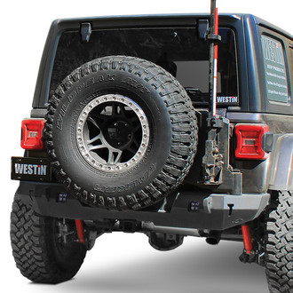 Westin® - WJ2 Full Width Black Rear HD Bumper with Tire Carrier