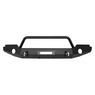 Westin® - WJ2 Full Width Black Front Winch HD Bumper with Hoop