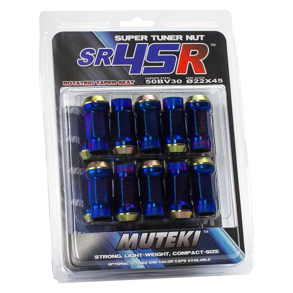 Wheel Mate® - Muteki SR45R Burned Blue Neon Cone Seat Tuner Open End Lug Nuts