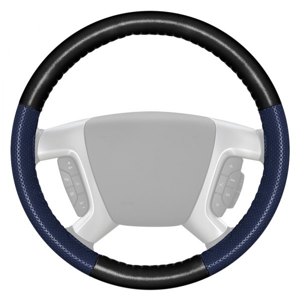 Wheelskins® - EuroPerf Perforated Black Steering Wheel Cover with Blue Sides Color