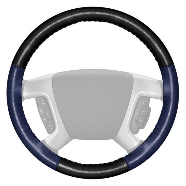 Wheelskins® - EuroTone Two-Color Black Steering Wheel Cover with Blue Sides Color
