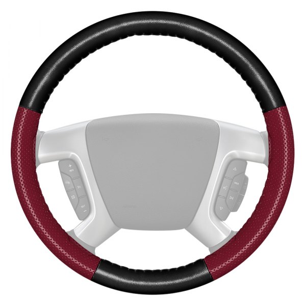 Wheelskins® - EuroPerf Perforated Black Steering Wheel Cover with Burgundy Sides Color