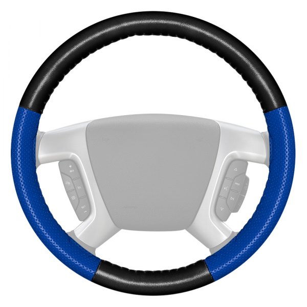 Wheelskins® - EuroPerf Perforated Black Steering Wheel Cover with Cobalt Sides Color