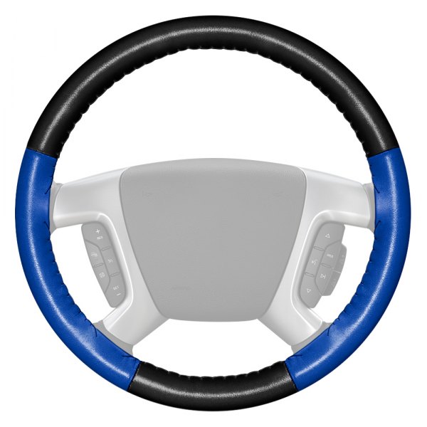 Wheelskins® - EuroTone Two-Color Black Steering Wheel Cover with Cobalt Sides Color