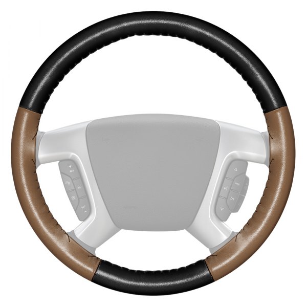 Wheelskins® - EuroTone Two-Color Black Steering Wheel Cover with Oak Sides Color