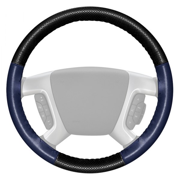 Wheelskins® - EuroPerf Perforated Black Steering Wheel Cover with Blue Sides Color