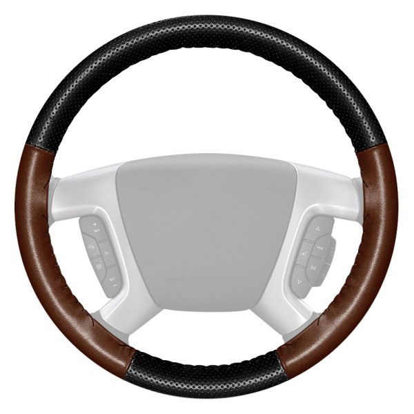 Wheelskins® - EuroPerf Perforated Black Steering Wheel Cover with Brown Sides Color