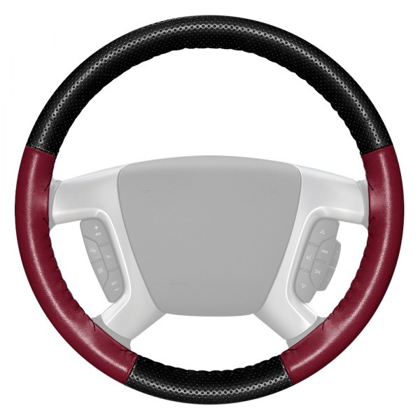 Wheelskins® - EuroPerf Perforated Black Steering Wheel Cover with Burgundy Sides Color