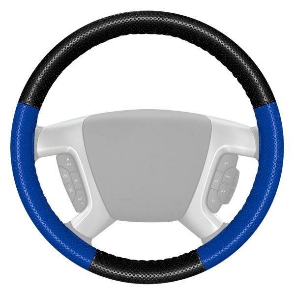 Wheelskins® - EuroPerf Perforated Black Steering Wheel Cover with Cobalt Sides Color