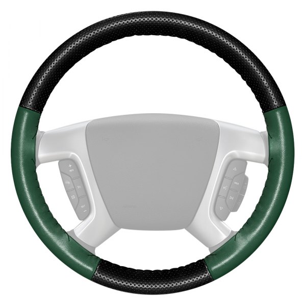 Wheelskins® - EuroPerf Perforated Black Steering Wheel Cover with Green Sides Color
