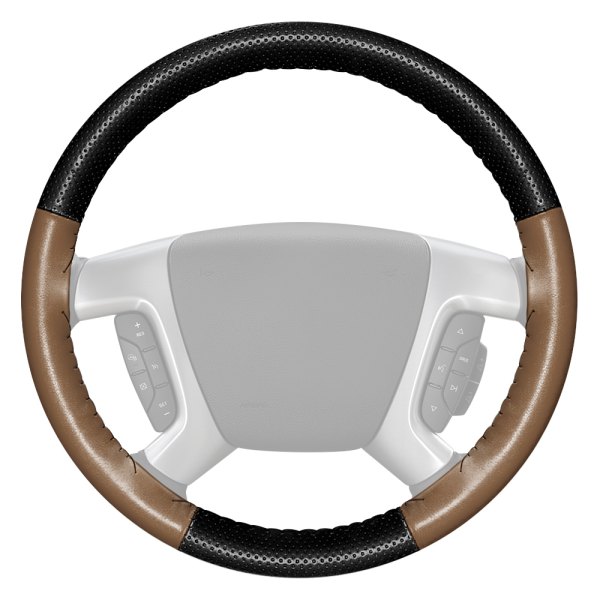 Wheelskins® - EuroPerf Perforated Black Steering Wheel Cover with Oak Sides Color