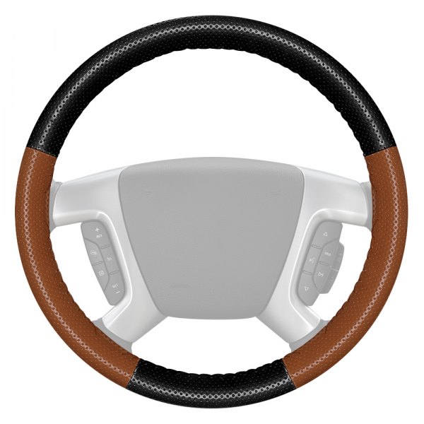 Wheelskins® - EuroPerf Perforated Black Steering Wheel Cover with Tan Sides Color