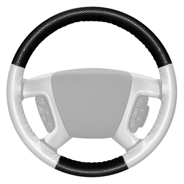 Wheelskins® - EuroPerf Perforated Black Steering Wheel Cover with White Sides Color