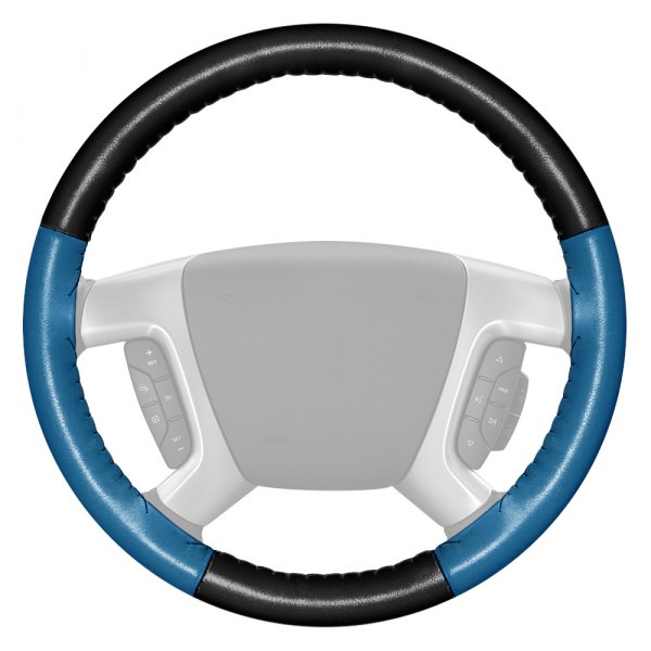 Wheelskins® - EuroTone Two-Color Black Steering Wheel Cover with Sea Blue Sides Color