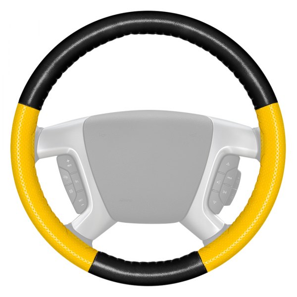 Wheelskins® - EuroPerf Perforated Black Steering Wheel Cover with Yellow Sides Color
