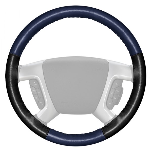 Wheelskins® - EuroTone Two-Color Blue Steering Wheel Cover with Black Sides Color