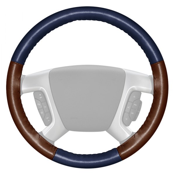 Wheelskins® - EuroTone Two-Color Blue Steering Wheel Cover with Brown Sides Color