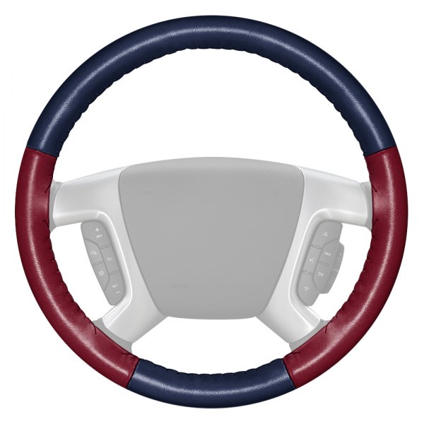 Wheelskins® - EuroTone Two-Color Blue Steering Wheel Cover with Burgundy Sides Color