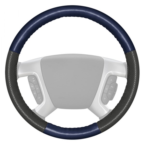 Wheelskins® - EuroPerf Perforated Blue Steering Wheel Cover with Charcoal Sides Color