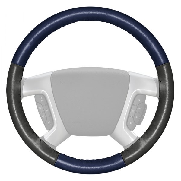 Wheelskins® - EuroTone Two-Color Blue Steering Wheel Cover with Charcoal Sides Color