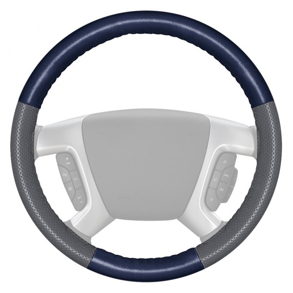 Wheelskins® - EuroPerf Perforated Blue Steering Wheel Cover with Gray Sides Color