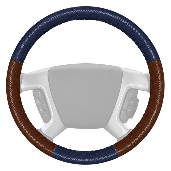 Wheelskins® - EuroPerf Perforated Blue Steering Wheel Cover with Brown Sides Color
