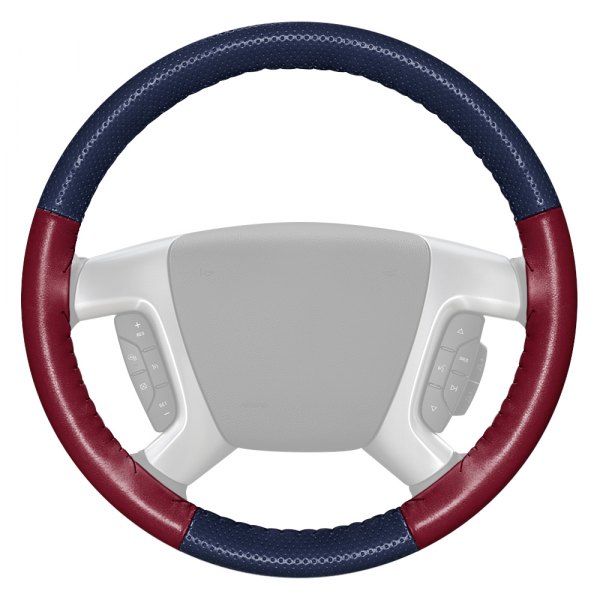 Wheelskins® - EuroPerf Perforated Blue Steering Wheel Cover with Burgundy Sides Color