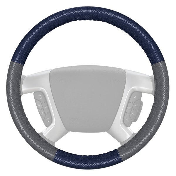 Wheelskins® - EuroPerf Perforated Blue Steering Wheel Cover with Gray Sides Color