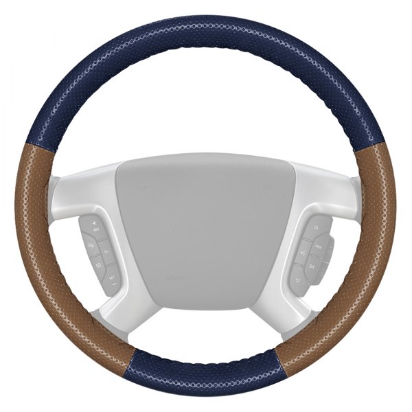 Wheelskins® - EuroPerf Perforated Blue Steering Wheel Cover with Oak Sides Color