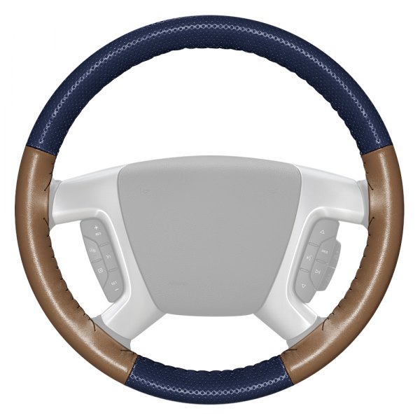 Wheelskins® - EuroPerf Perforated Blue Steering Wheel Cover with Oak Sides Color