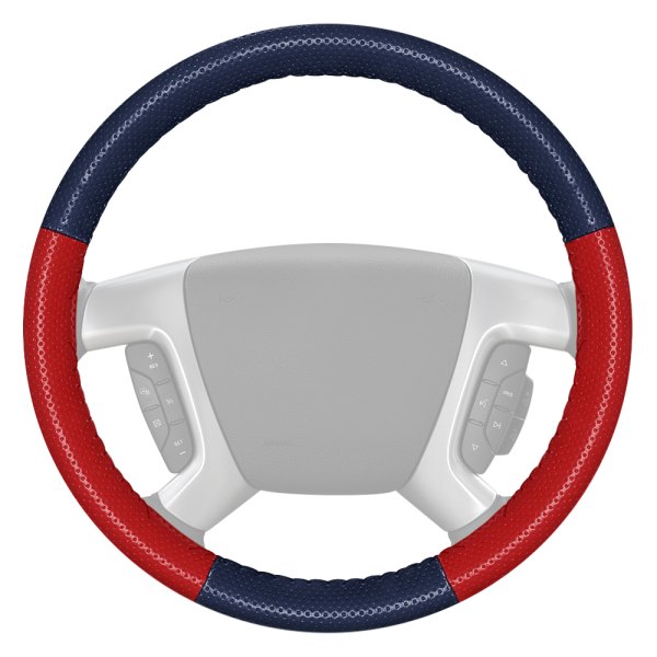 Wheelskins® - EuroPerf Perforated Blue Steering Wheel Cover with Red Sides Color