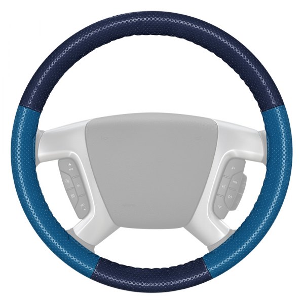Wheelskins® - EuroPerf Perforated Blue Steering Wheel Cover with Sea Blue Sides Color