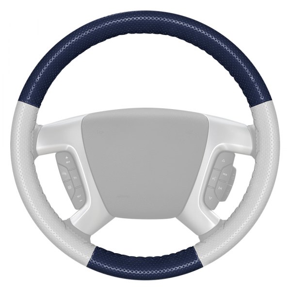 Wheelskins® - EuroPerf Perforated Blue Steering Wheel Cover with White Sides Color