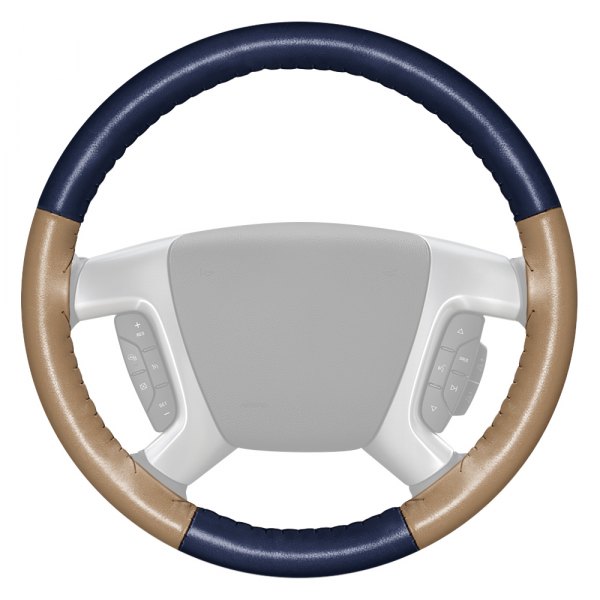 Wheelskins® - EuroTone Two-Color Blue Steering Wheel Cover with Sand Sides Color