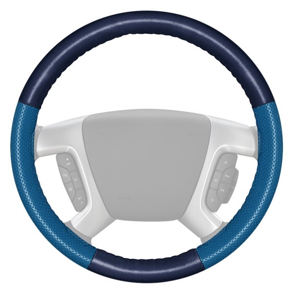 Wheelskins® - EuroPerf Perforated Blue Steering Wheel Cover with Sea Blue Sides Color