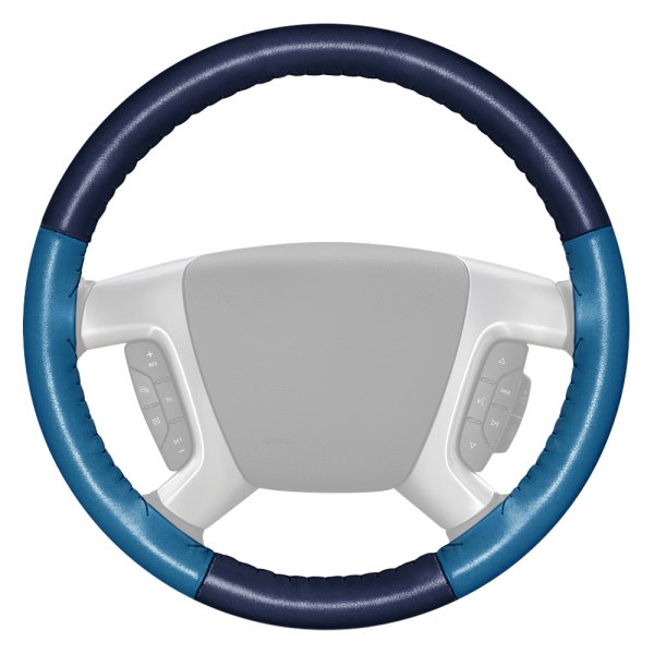 Wheelskins® - EuroTone Two-Color Blue Steering Wheel Cover with Sea Blue Sides Color