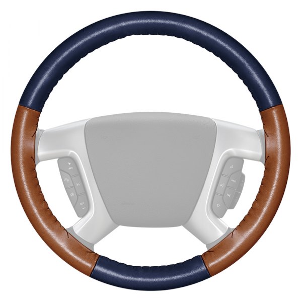 Wheelskins® - EuroTone Two-Color Blue Steering Wheel Cover with Tan Sides Color