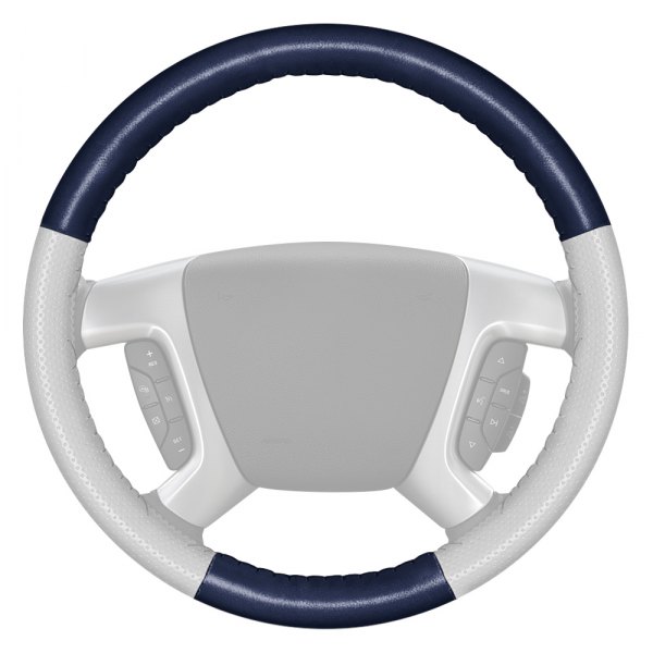 Wheelskins® - EuroPerf Perforated Blue Steering Wheel Cover with White Sides Color