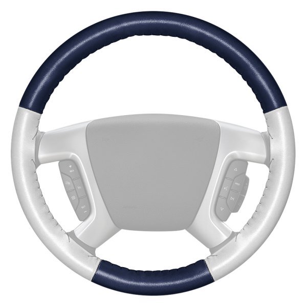 Wheelskins® - EuroTone Two-Color Blue Steering Wheel Cover with White Sides Color